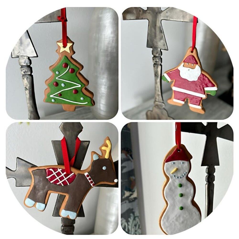 Holiday Christmas Ceramic Hanging Faux‎ Gingerbread Ornaments